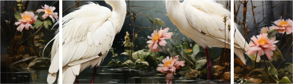 Obraz - Białe żurawie (170x50 cm)