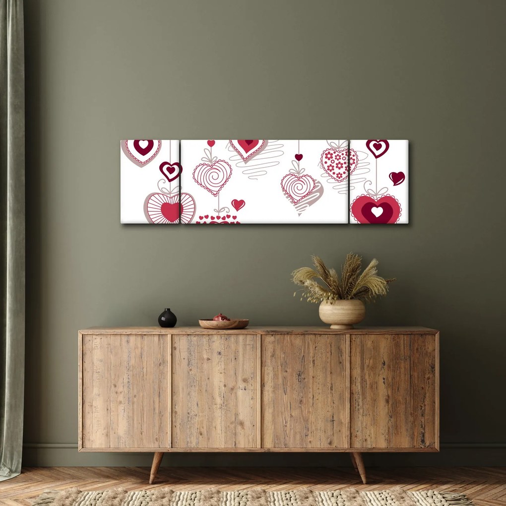 Obraz malowanych serc (170x50 cm)