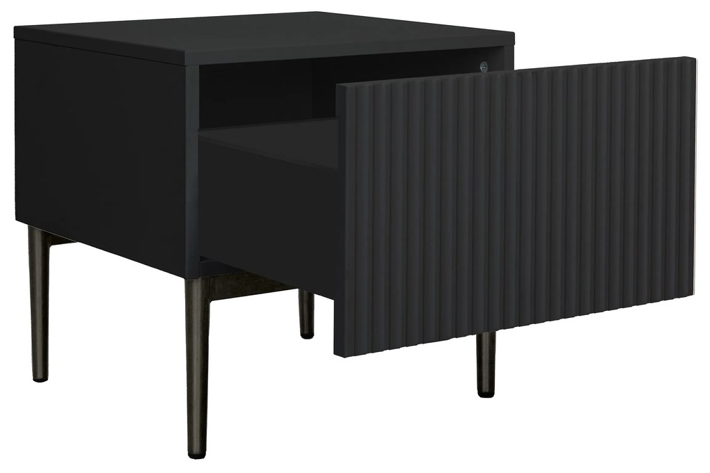 Zestaw szafek nocnych Nicole 46 cm - czarny / czarne nóżki