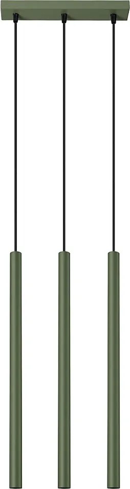 Lampa Wisząca Nowoczesny Pastelo, Stal - 3 Źródło - L.19.5 X H.104 Cm - Zielony Oliwkowy
