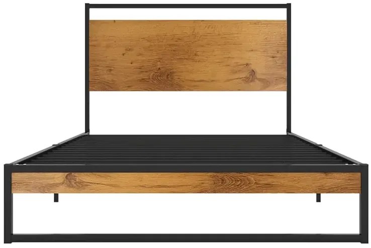 Czarne Loftowe Łóżko Metalowe 90X200 Cm T5-M01