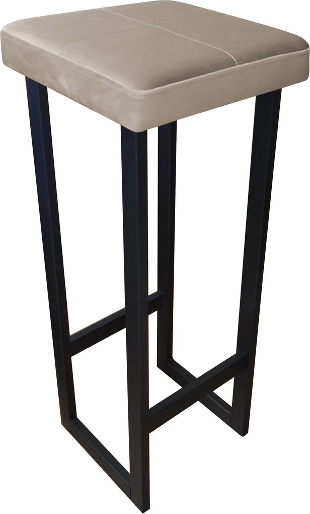 Hoker ALEX krzesło barowe tkanina Welur podstawa metalowa : Kolor Stelaża - Czarny , Kolor tkaniny - VELVET - MG09, Wysokość - 90 cm