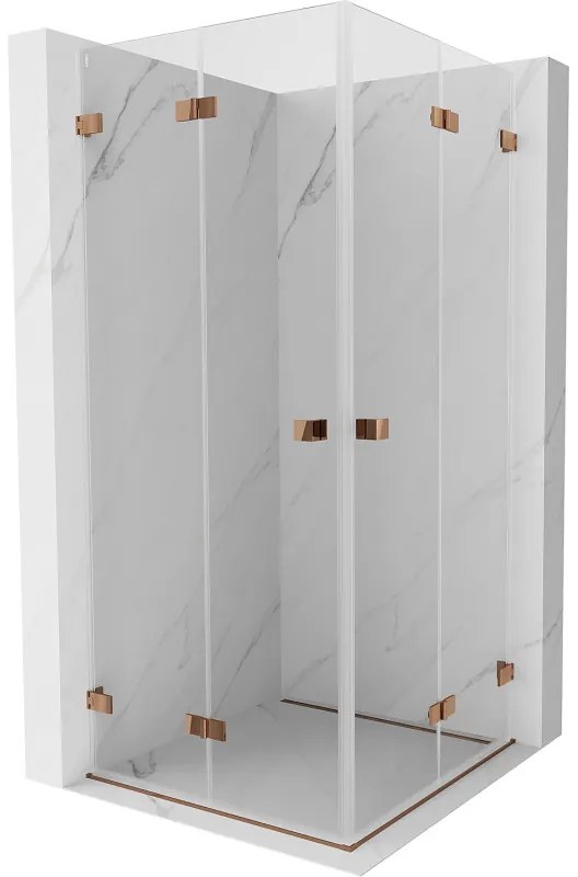 Mexen Lunar-F Duo kabina prysznicowa składana 95 x 95 cm, transparent, różowe złoto - 836-095L-095P-60-00