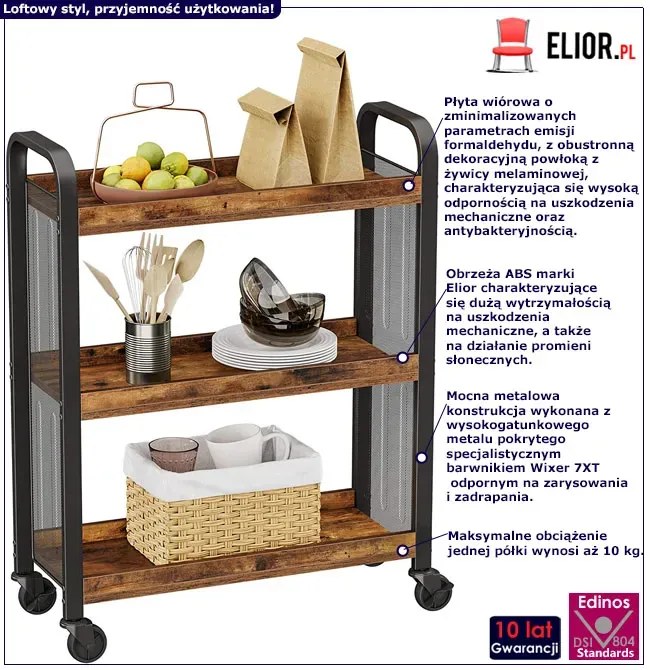 Industrialny Mobilny Stolik Barowy Do Kuchni I Jadalni G1-F63