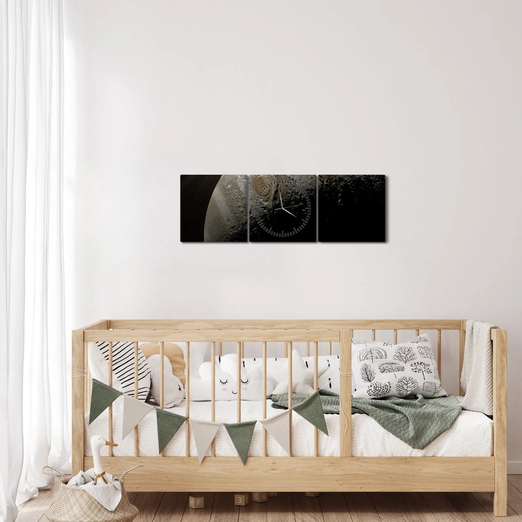 Obraz planety w kosmosie (z zegarem) (90x30 cm)