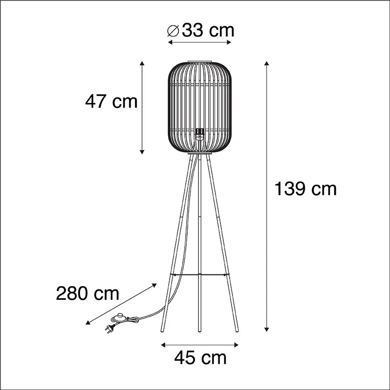 Inteligentna rustykalna lampa podłogowa z rattanu, w tym WiFi A60 - Manila Rustykalny / Vintage Oswietlenie wewnetrzne