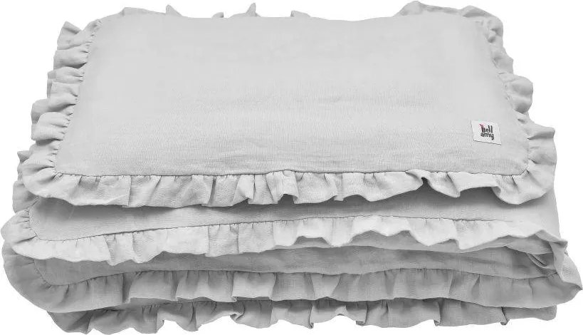 Bellamy Lniany zestaw kołderki i poduszki do łóżeczka z wypełnieniem STONE GRAY, rozm. S