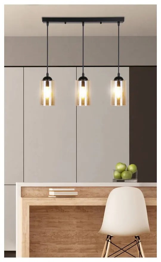 Czarna lampa wisząca ze szklanym kloszem 10x55 cm Bistro – Candellux Lighting