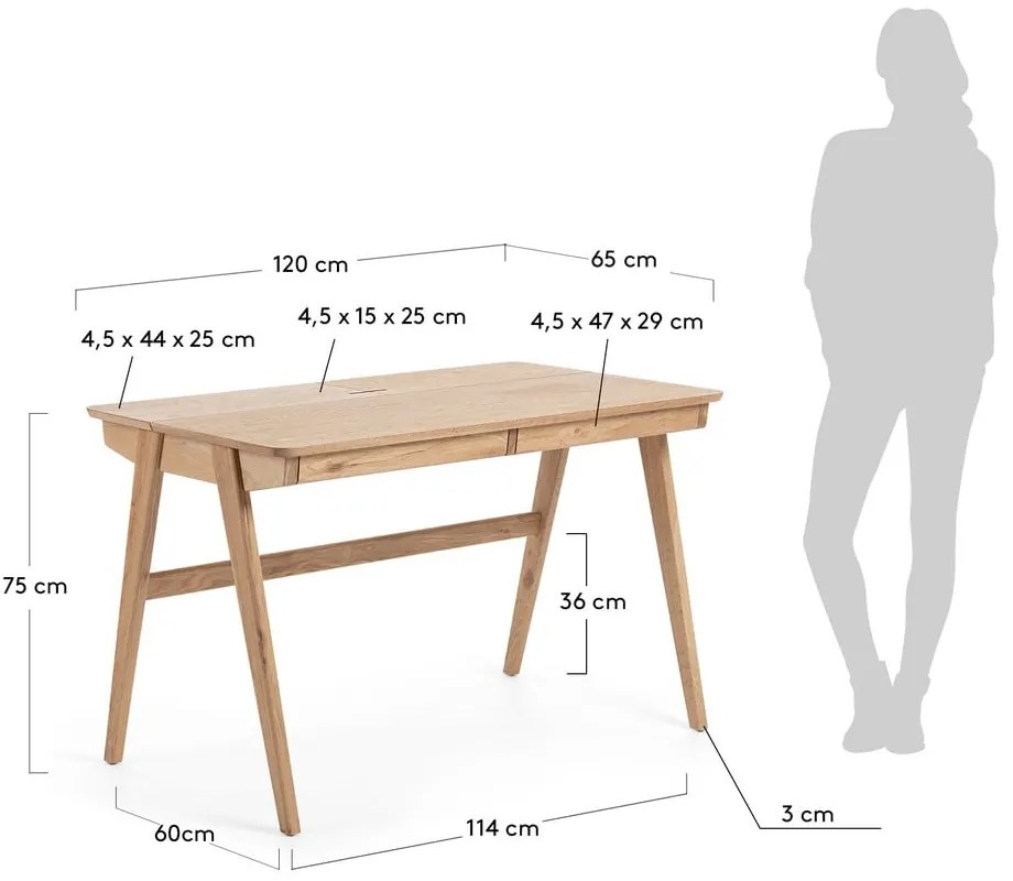 Biurko Kave Home Jakes Natural, 120x65 cm
