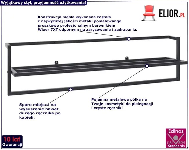 Czarny metalowy wieszak na ręczniki - Egos