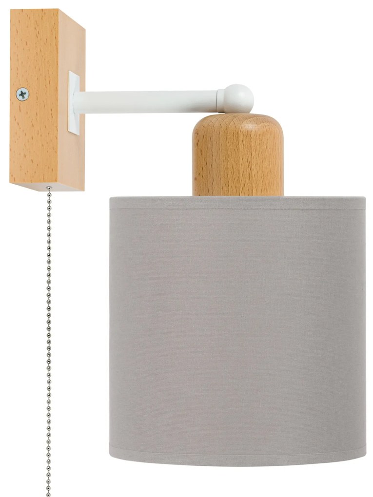 Szary kinkiet LED CL-SHWD-WE10x10BU-GR jednopunktowy z litego drewna z