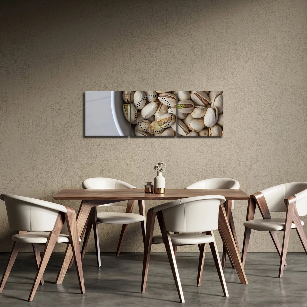 Obraz - pistacje (z zegarem) (90x30 cm)