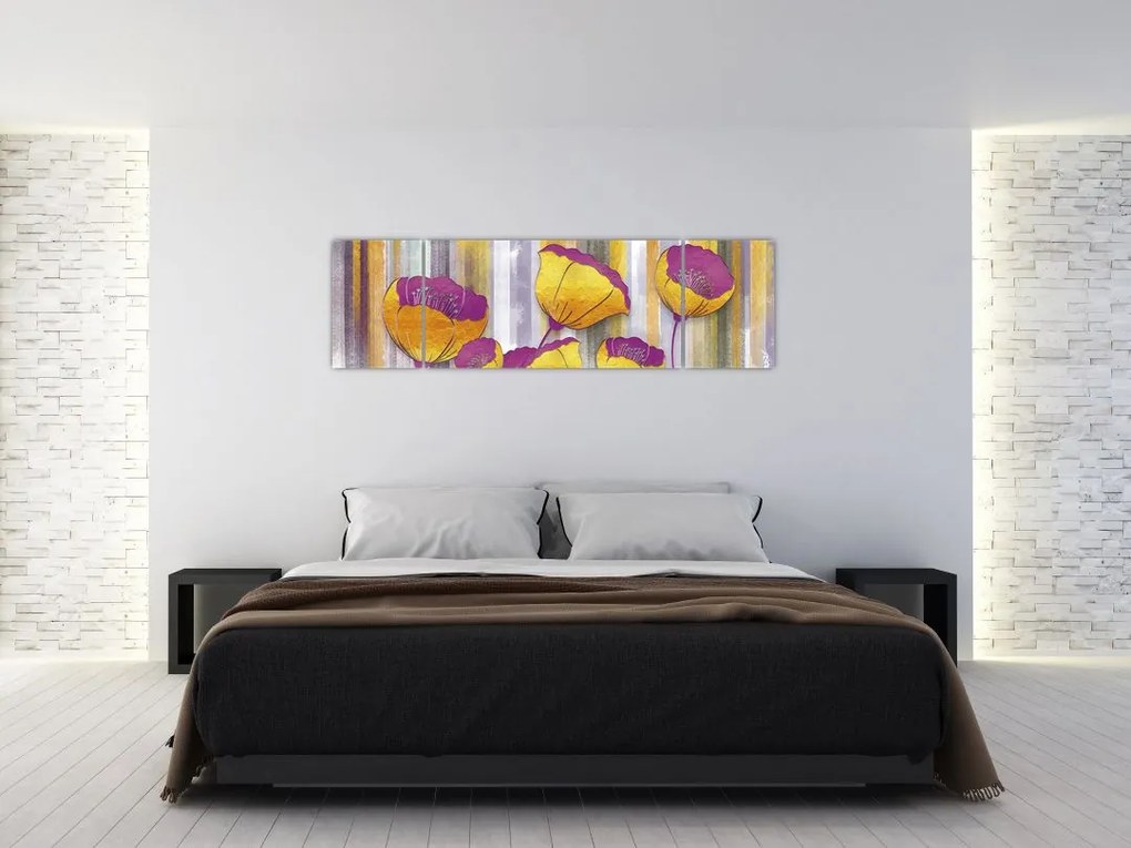 Obraz - Ilustracja kwiatów (170x50 cm)
