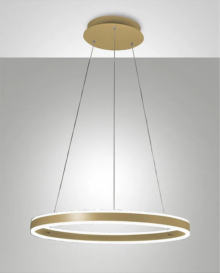 Lampa wisząca LED Palau 60 W 3000 K, ściemnialna, Ø60 cm, matowe złoto - nowoczesny design z metalu i metakrylanu