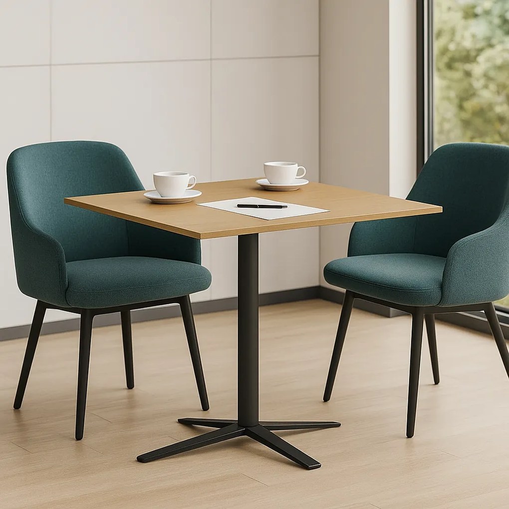 Stolik kawowy AURA, 60x60 cm, czarna podstawa, orzech