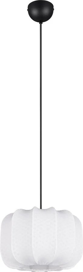 Biała metalowa lampa wisząca z tekstylnym kloszem ø 25 cm Madleine – Reality