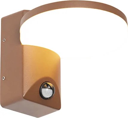 Lampa ścienna zewnętrzna brązowa rdza w tym LED IP54 czujnik ruchu - Esmee