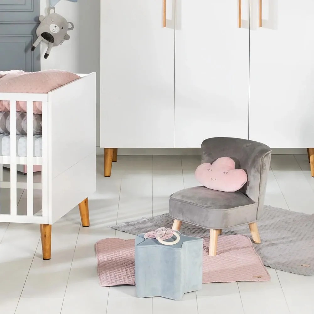 Jasnoszary aksamitny fotel dziecięcy Lil Sofa – Roba
