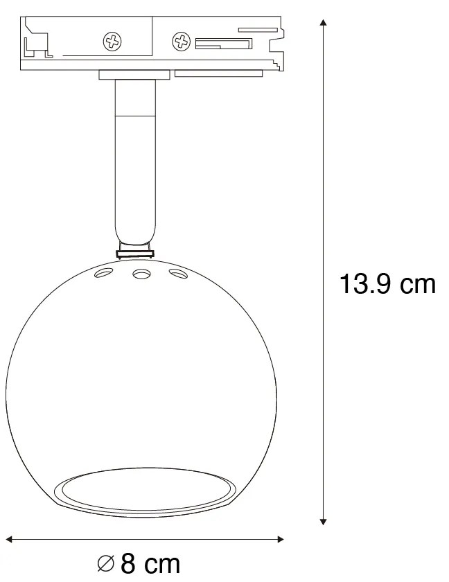 Nowoczesny reflektor szynowy jednofazowy czarny ze złotem - Gissi