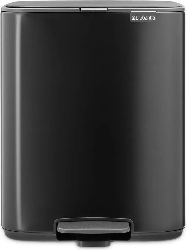 Stalowy kosz na śmieci z pedałem w kolorze matowej czerni 12 l Bo – Brabantia