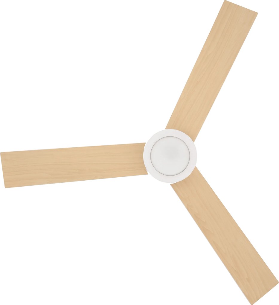 HOMCOM Wentylator sufitowy z oświetleniem LED, 2 w 1, z timerem, pilot zdalnego sterowania, lampa sufitowa z wentylatorem, Biały+Naturalne drewno