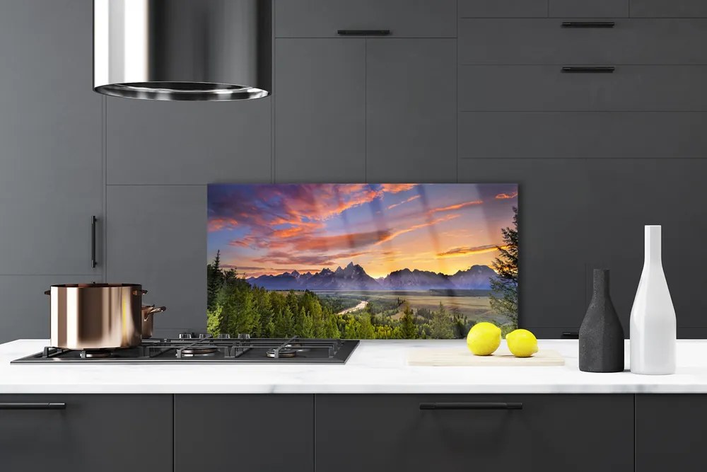 Panel nad blat kuchenny Górskie Słońce W Gęstym Lesie