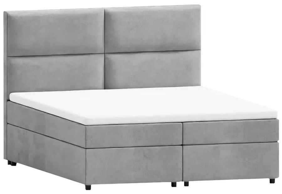 Jasnoszare łóżko boxspring ze schowkiem 160x200 cm Rico – Ropez