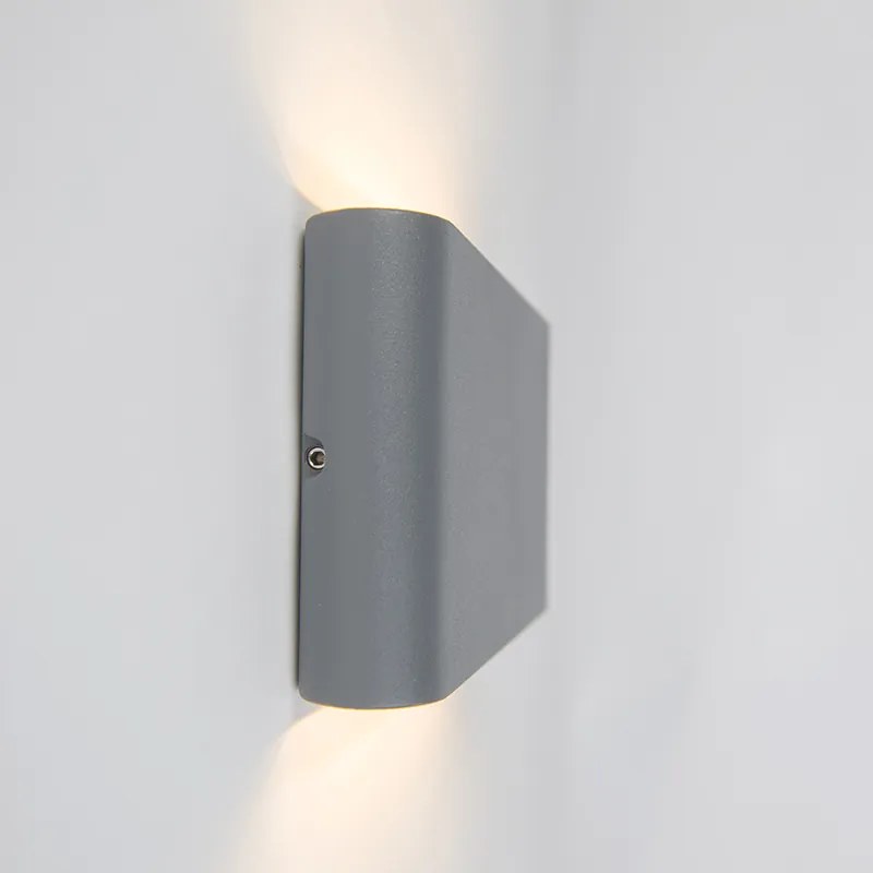 Zewnetrzna Lampa ścienna zewnętrzna ciemnoszara 17,5 cm z LED IP65 - Batt Nowoczesny Oswietlenie zewnetrzne