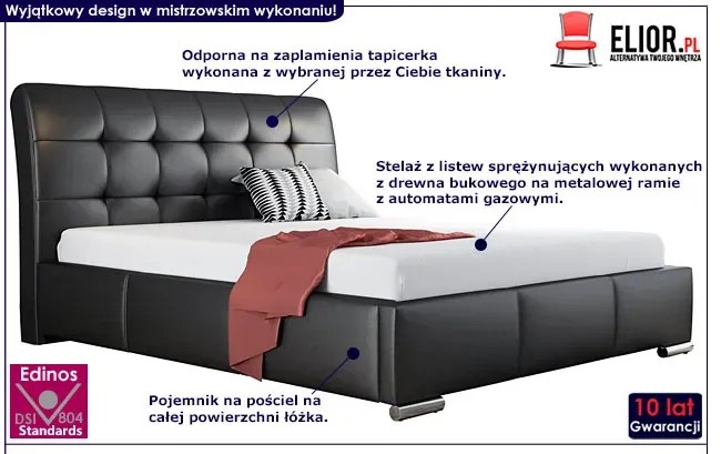 Łóżko z pikowanym zagłówkiem i pojemnikiem Milten 2X 180x200 - 44 kolory