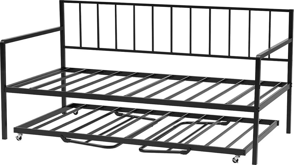 Rama Łóżka SucceBuy Dzień Pojedynczy z Wytrzymałego Metalu, Bliźniacze Łóżko Schowkowe bez Materaca, Wysokość Regulowana, Łatwe do Przechowywania, na Wypoczynek