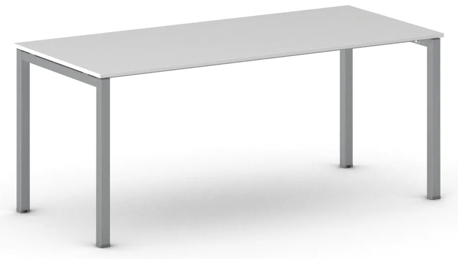Stół konferencyjny do biura PRIMO SQUARE, 180x80 cm, szaro-srebrna podstawa, biały