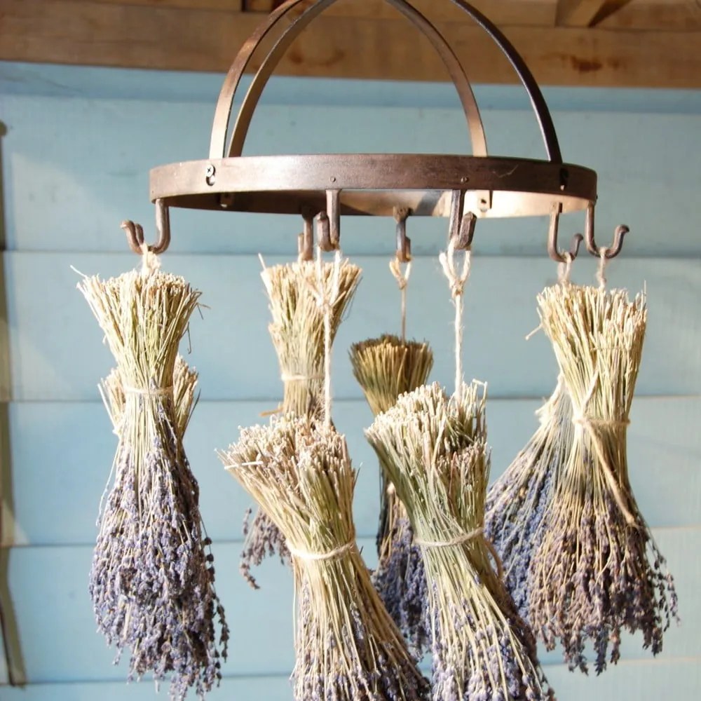 Wieszak żeliwny na zioła z 6 haczykami Esschert Design, ⌀ 37,2 cm