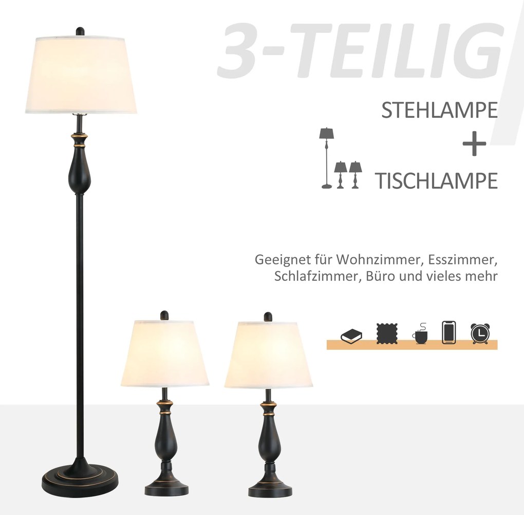 Zestaw 3 eleganckich lamp Aosom 1 podłogowa i 2 stołowe Design i funkcjonalność do każdego wnętrza | Aosom PL