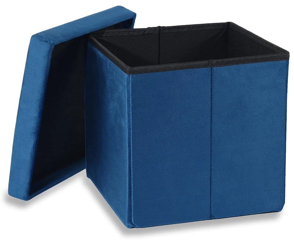 Niebieski składany taboret CUBEXO VELVET M