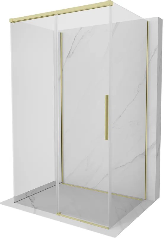 Mexen Rox-3S kabina prysznicowa 3-ścienna rozsuwana 95 x 70 cm, transparent, złota szczotkowana - 8C2-095-070-55-00-3S