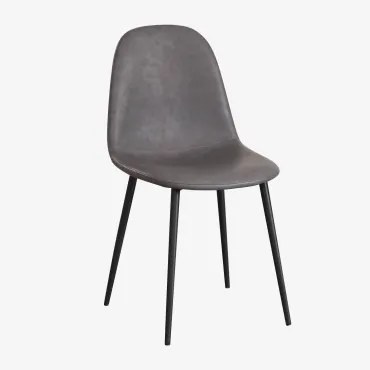 Krzesło Do Jadalni Ze Sztucznej Skóry Glamm Gris Antracita & Negro - Sklum
