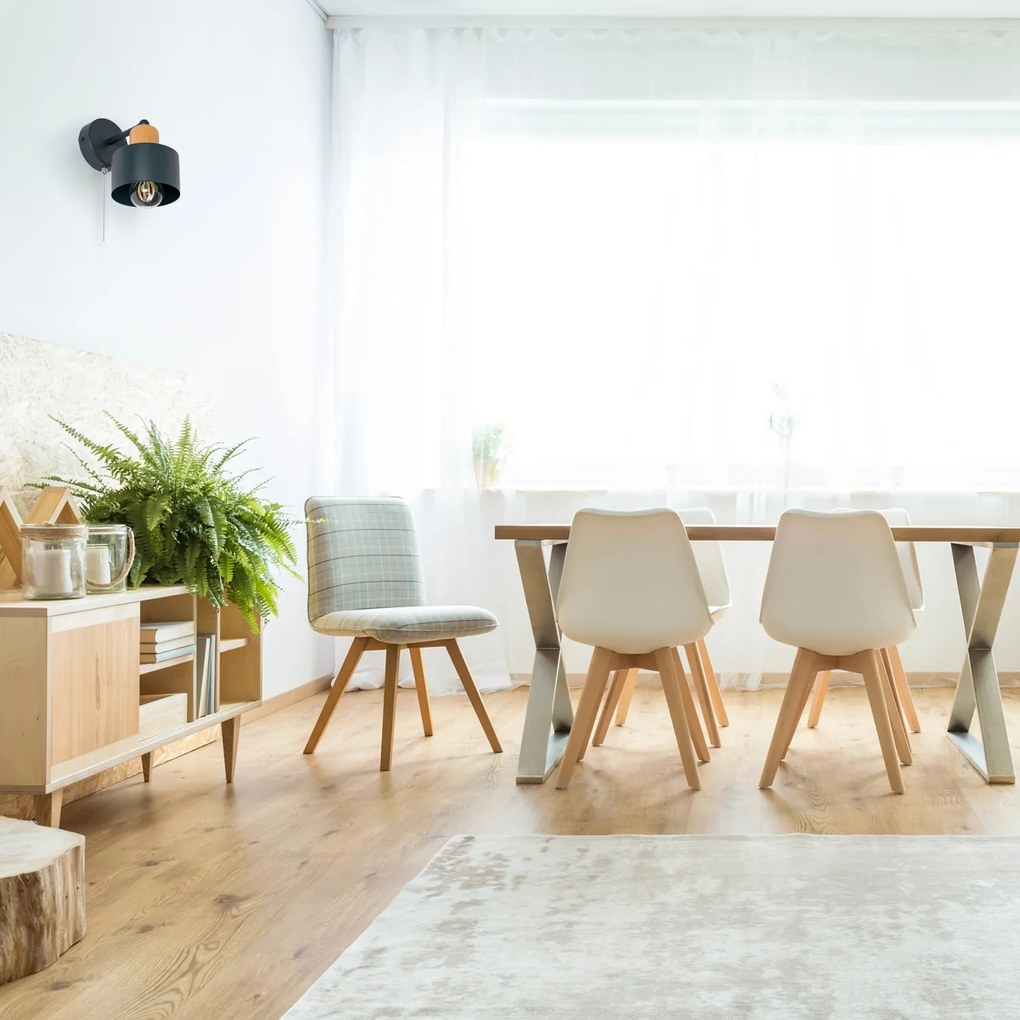 Antracytowy kinkiet LED SHWD-BU1010AN jednopunktowy z metalu i drewna