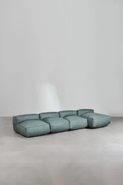 Sofa Modułowy Z Szezlongiem 4-częściowy Do Ogrodu Dojans Éter Zieleń - Sklum