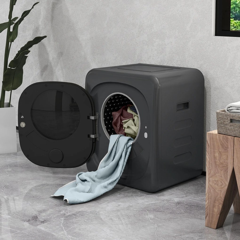 HOMCOM Suszarka do Ubrań z Dezynfekcją UV, Kompaktowa Budowa, 4 kg Pojemności, Stal Nierdzewna, Szary