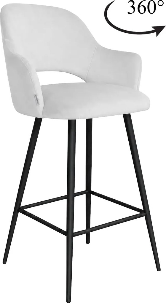 Hoker Milano krzesło barowe tkanina Welur podstawa metalowa elegancki klimat wnętrza : Kolor nogi - Czarna stożek, Kolor tkaniny - VELVET - MG39, Typ siedziska - Siedzisko obrotowe 360°