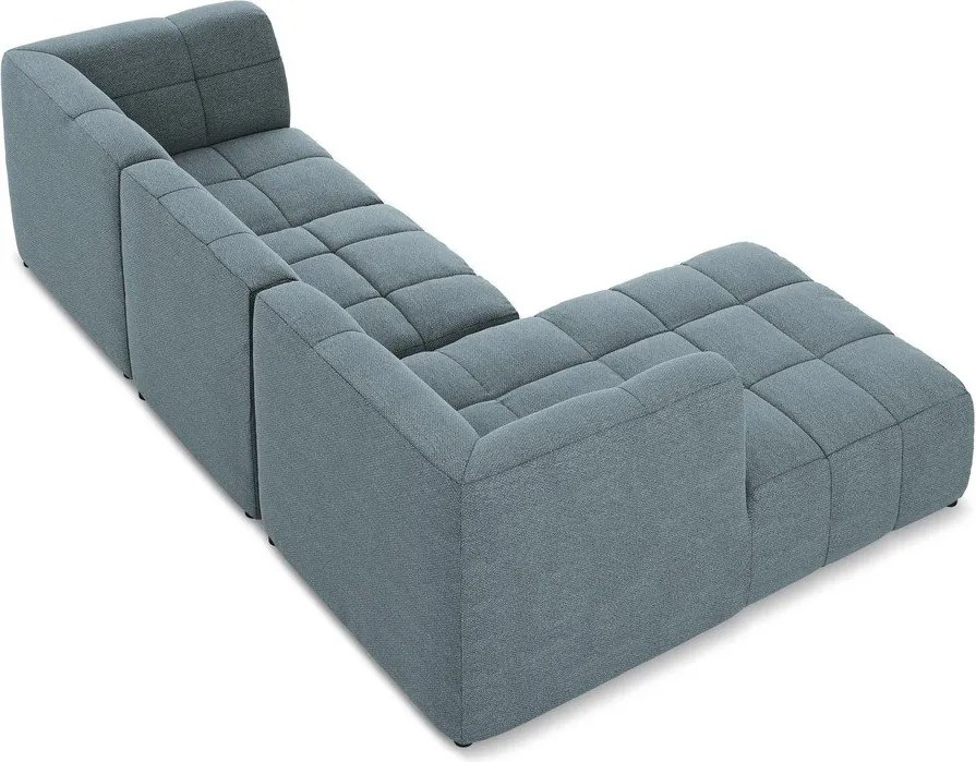 Niebieski narożnik z materiału bouclé (lewostronny/z szezlongiem) Aloha – Makamii