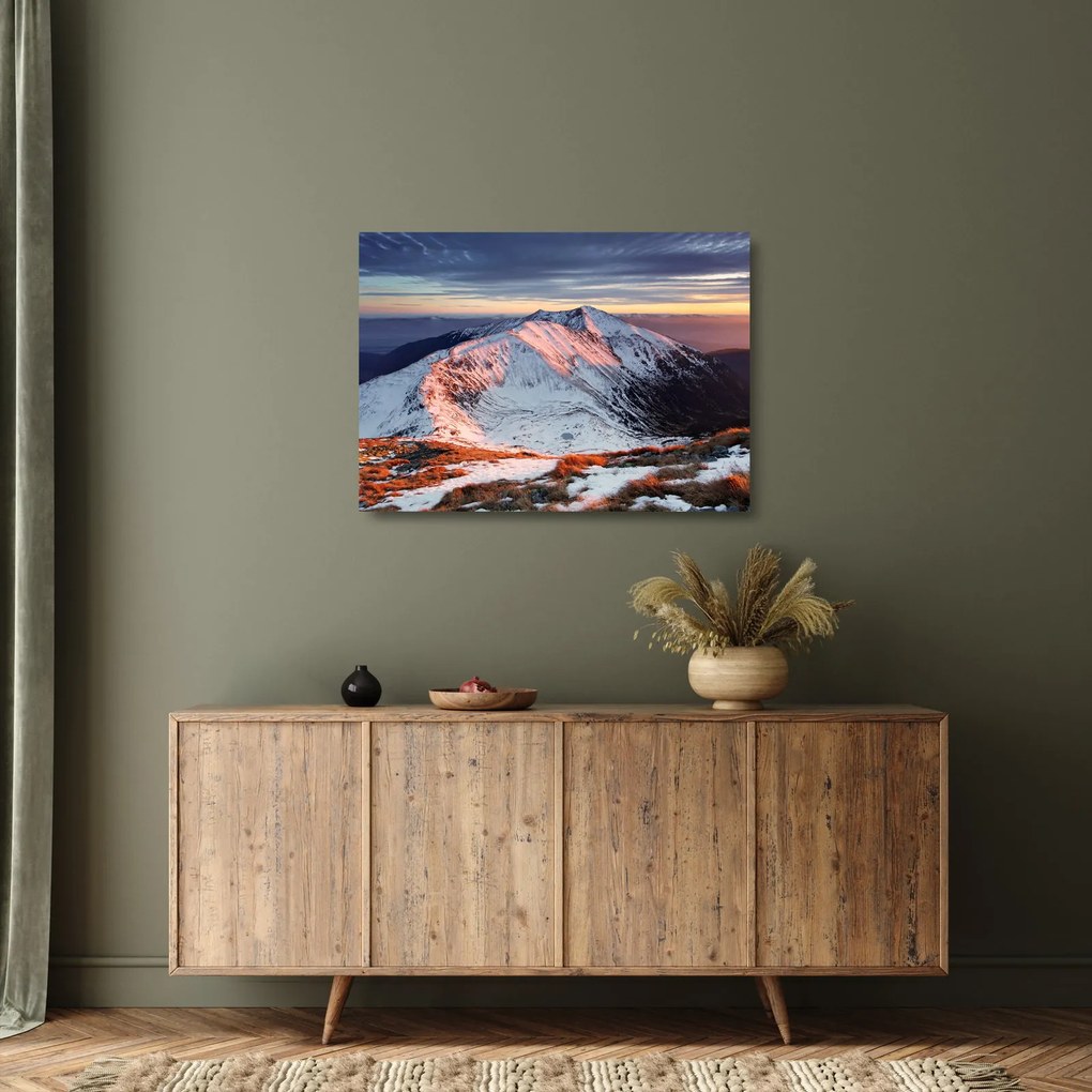 Obraz na szkle - Zimowa panorama górska II. (70x50 cm)