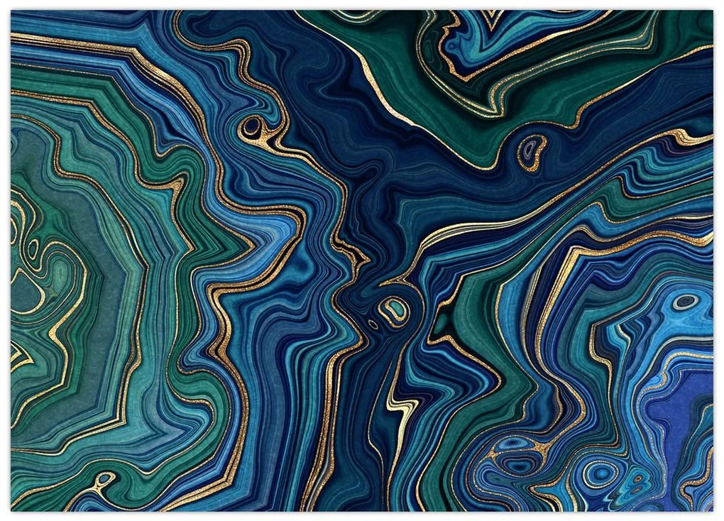 Obraz na szkle - Zielono - niebieski marmur (70x50 cm)