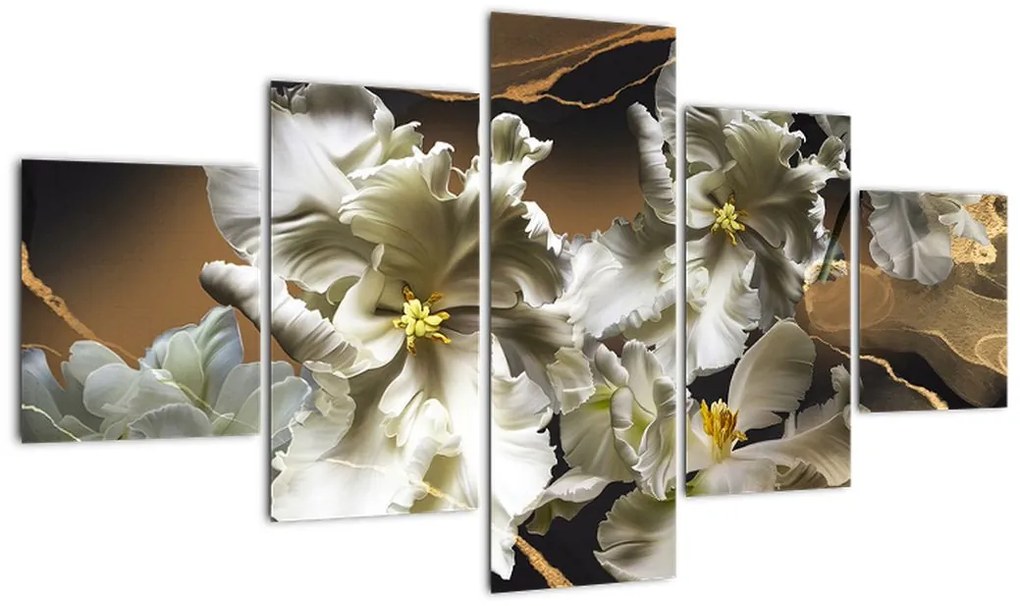 Obraz - Orchidea kwiaty na marmurowym tle (125x70 cm)