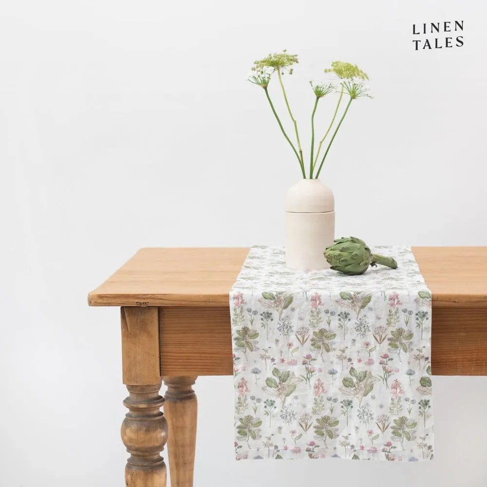 Lniany bieżnik 40x200 cm White Botany – Linen Tales