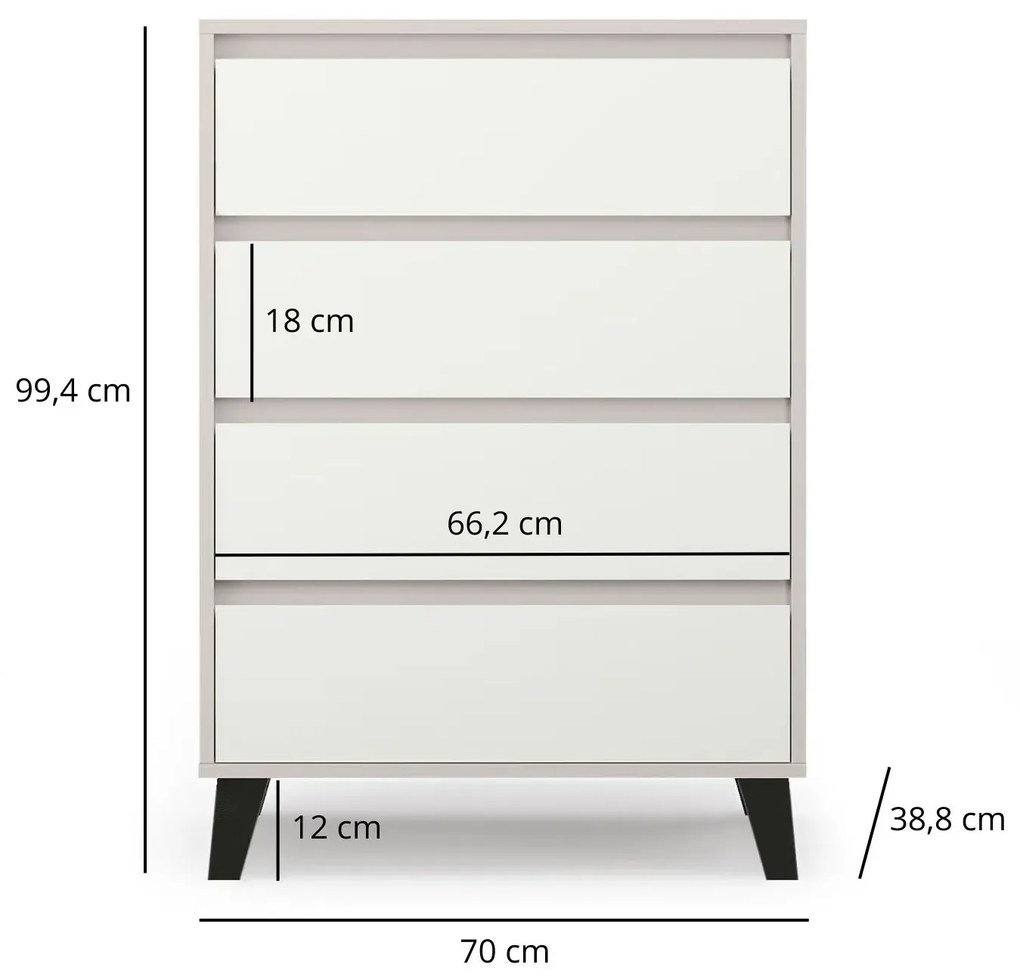Komoda w stylu skandynawskim kaszmir + biały B5-F18