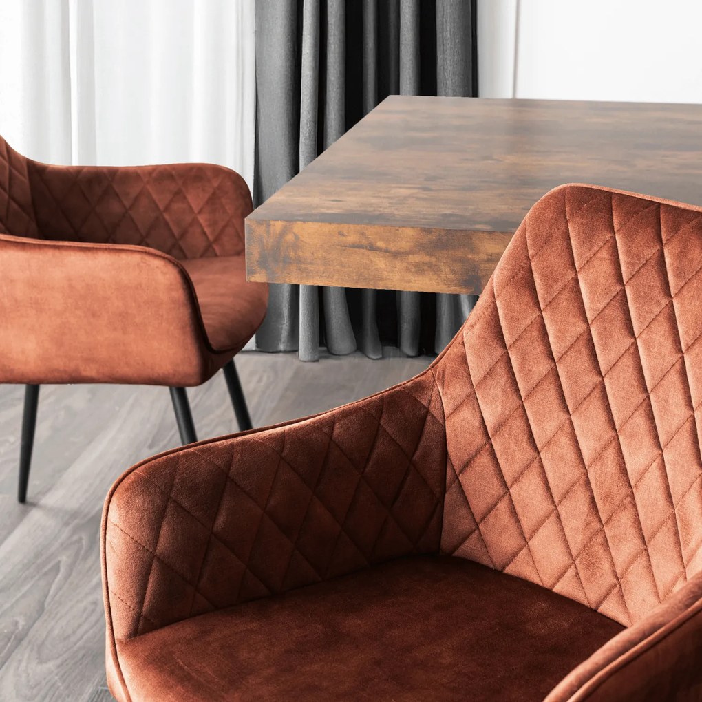 Krzesło Tapicerowane do Jadalni BRESSO Rude Welurowe Nowoczesne Loft