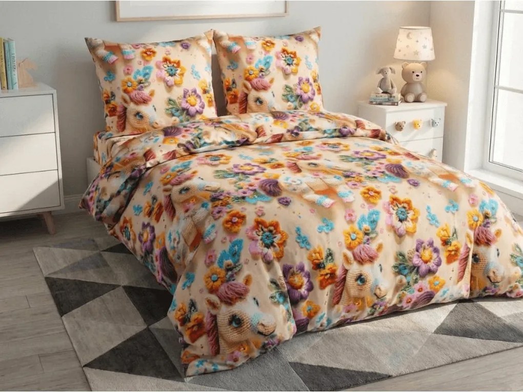 PrzytulneMieszkanie.pl PrzytulneMieszkanie.pl Dziecięca pościel z mikrofibry PONYBLOOM kolorowa Rozmiar pościeli: 70 x 80 cm | 140 x 200 cm