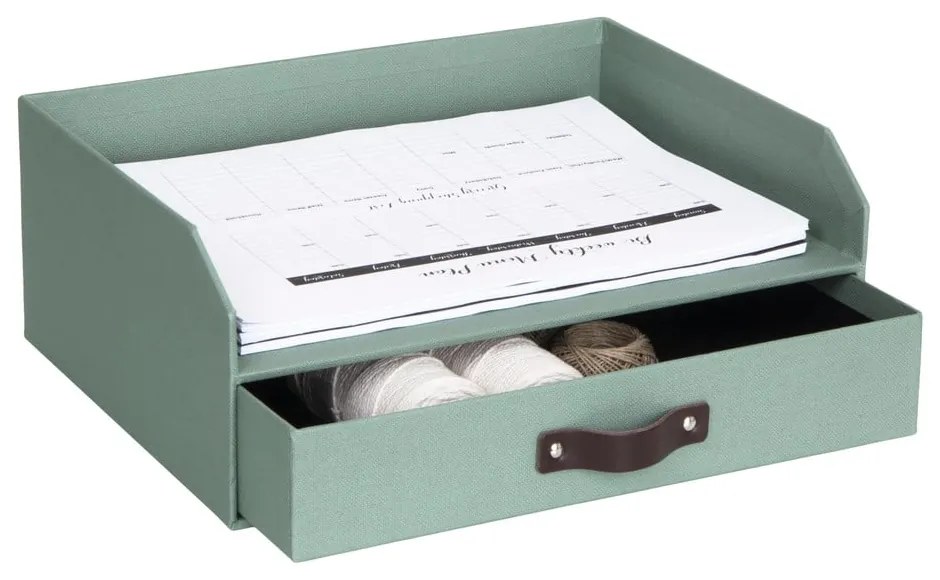 Zielony kartonowy organizer z szufladką/na dokumenty Walter Canvas Paper Laminate – Bigso