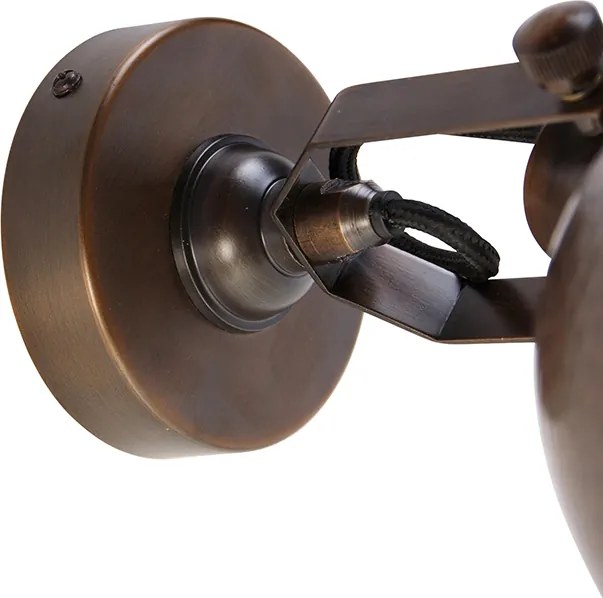 Industrialna lampa ścienna brązowa z miedzianym elementem regulacyjnym - Liko